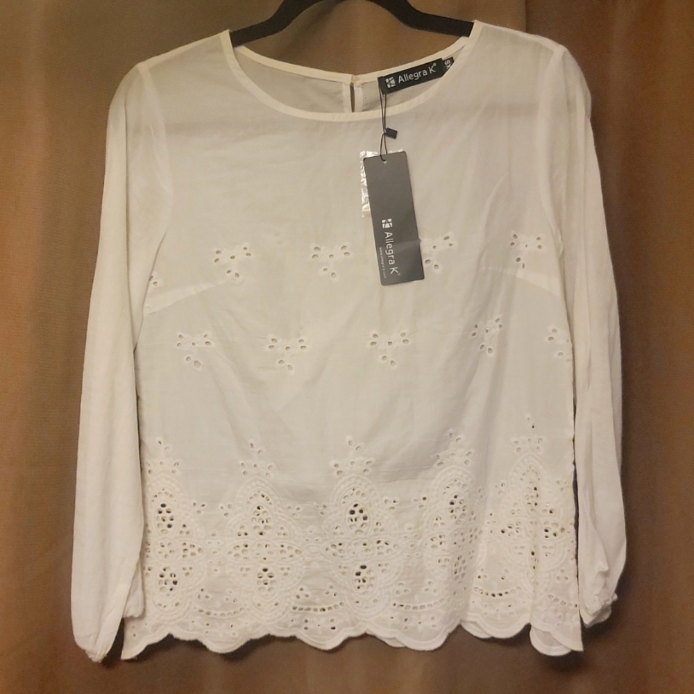 Crochet peephole blouse Boho Peasant